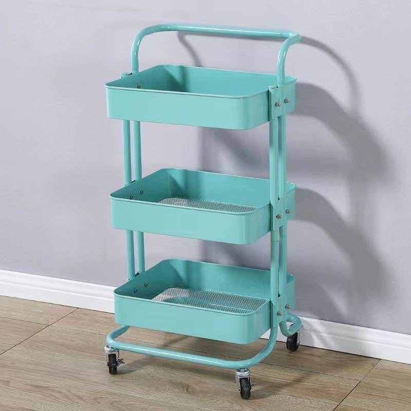 3-Shelf Kitchen Storage Unit, 85 x 42 x 35 cm, Metal - Blue
