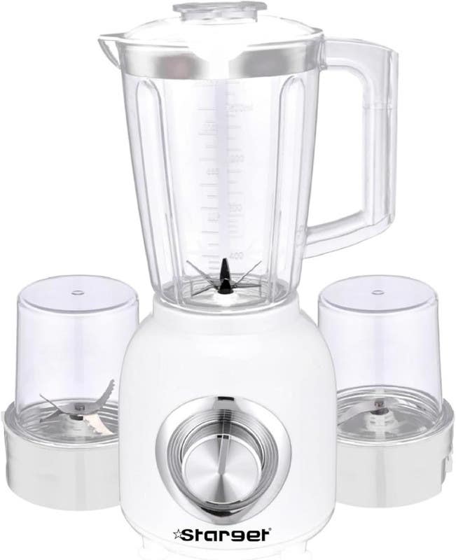Stargate Electric Blender, 750 Watts, 1.6 Liter Capacity, 2 Speeds + Turbo - White
