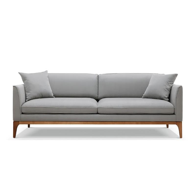 Red Beech Wood Sofa, 85×200×90 cm - Light Grey