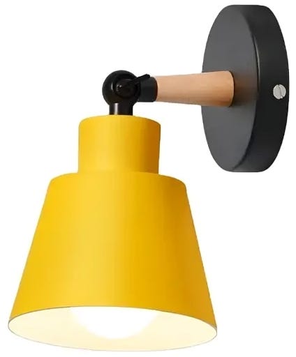 Electrostatic Paint Wall Light Hanging, 1 Bulb, 25x15 cm - Black Yellow
