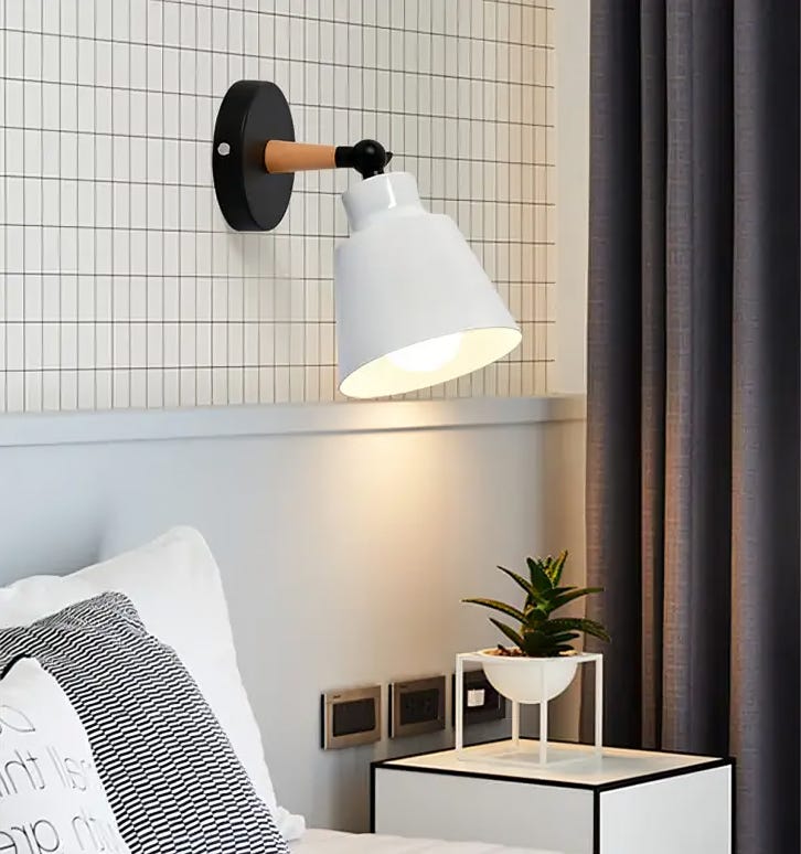 Electrostatic Paint Wall Light Hanging, 1 Bulb, 25x15 cm - Black White