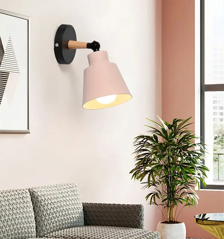 Electrostatic Paint Wall Light Hanging, 1 Bulb, 25x15 cm - Black Pink