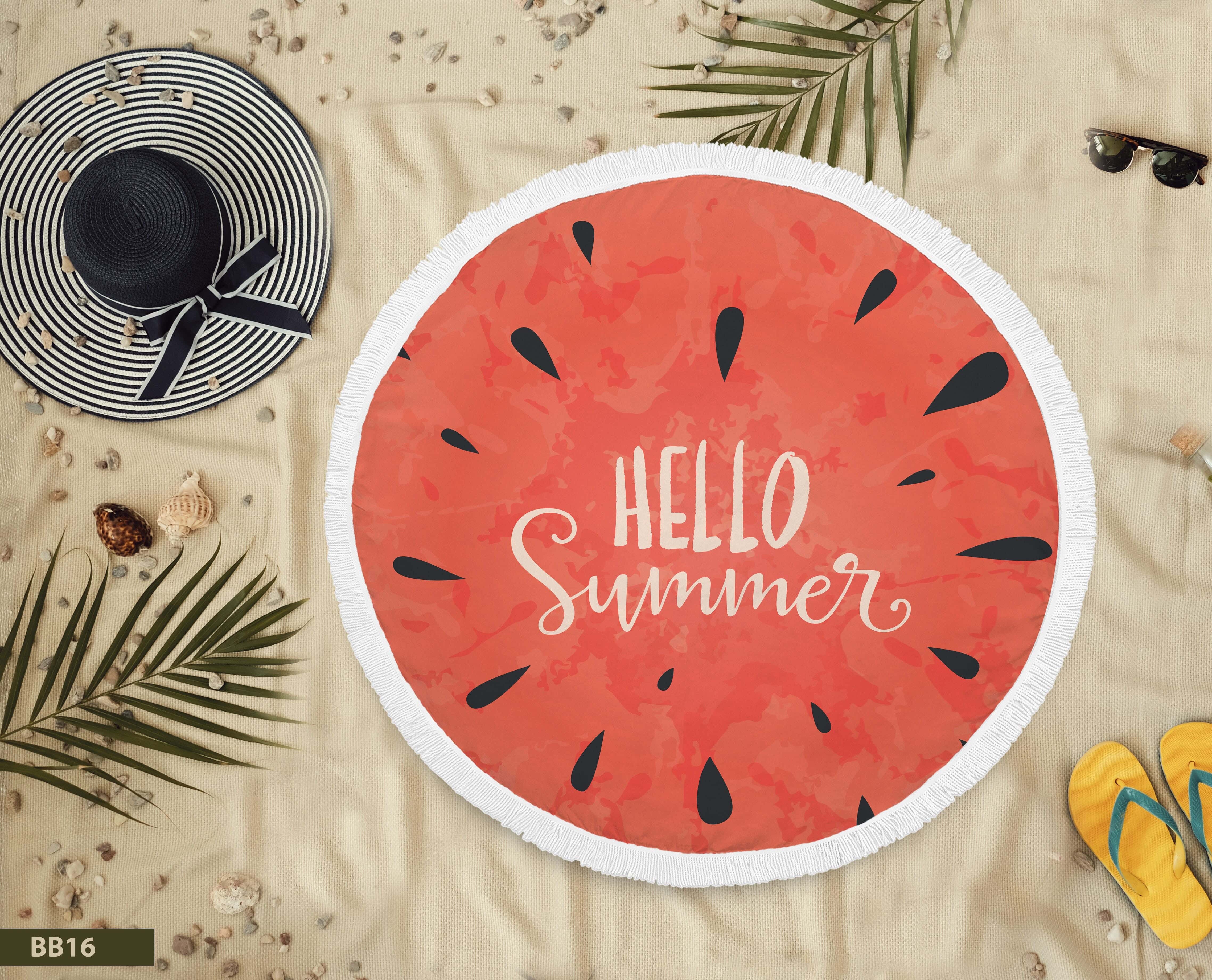 Beach Blanket with Summer Designs, 145 cm - Multioclor