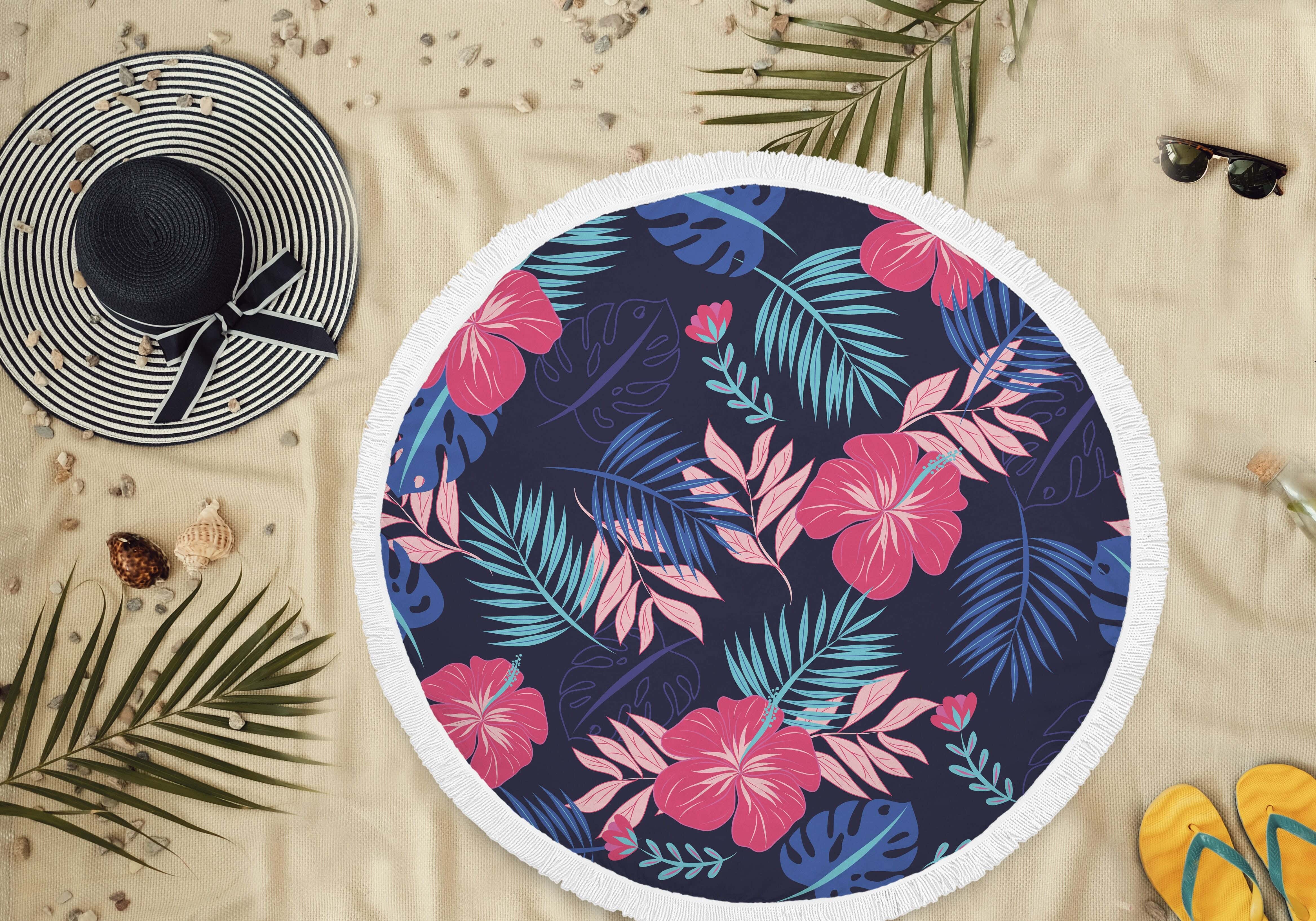 Beach Blanket with Summer Designs, 145 cm - Multioclor
