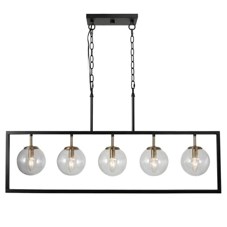 Electrostatic Paint Modern Ceiling Chandelier, 5 Bulbs, 70x100 cm - Black