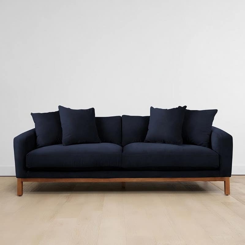 Red Beech Wood Sofa, 85×200×90 cm - Dark Blue