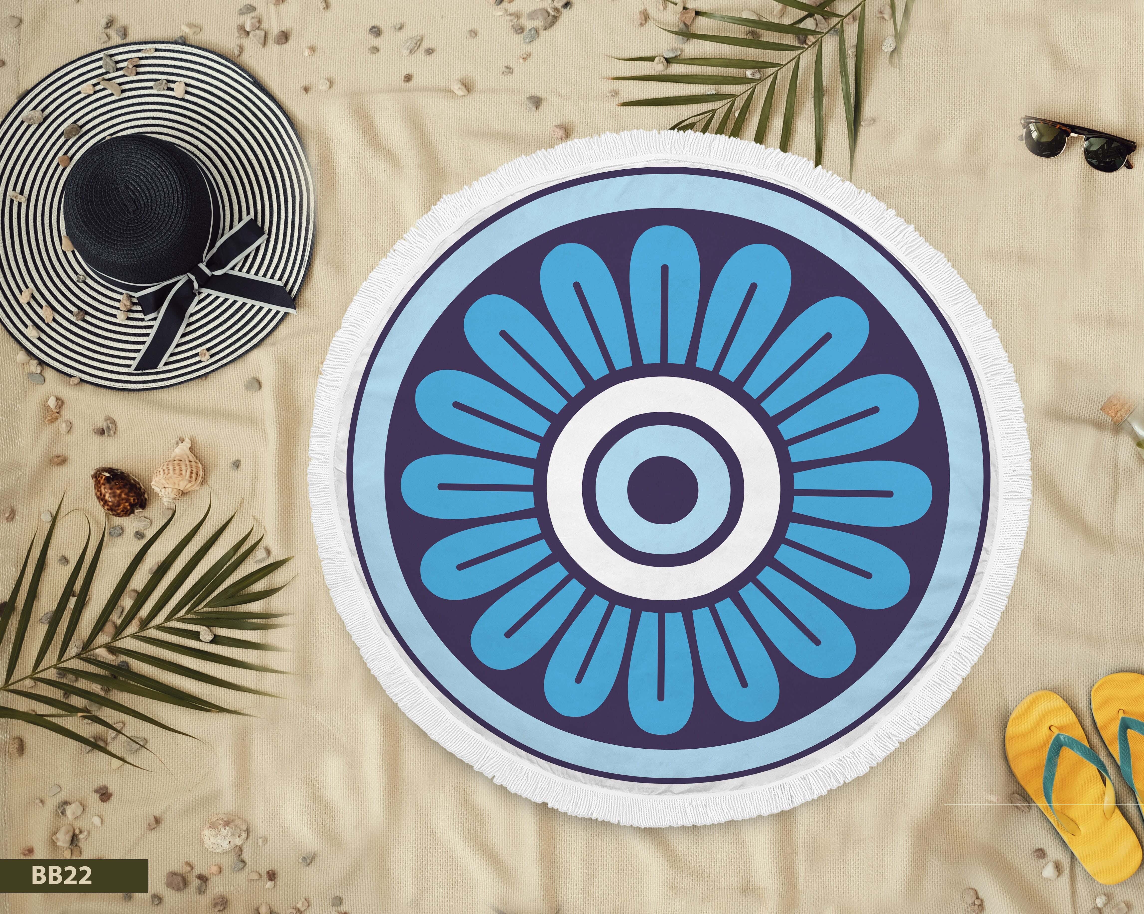 Beach Blanket with Summer Designs, 145 cm - Multioclor