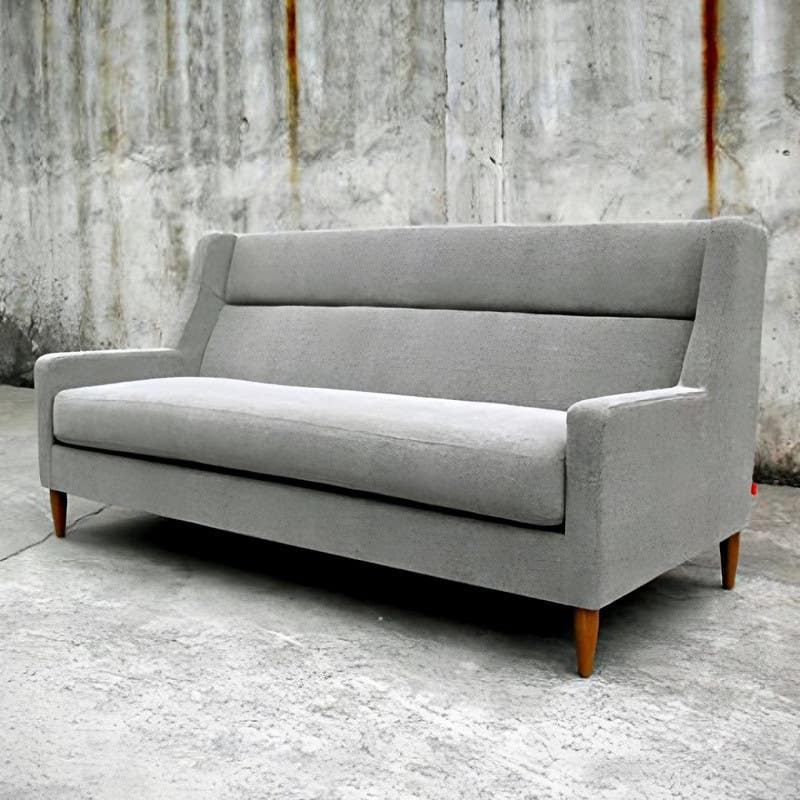 Red Beech Wood Sofa, 85×180×90 cm - Light Grey