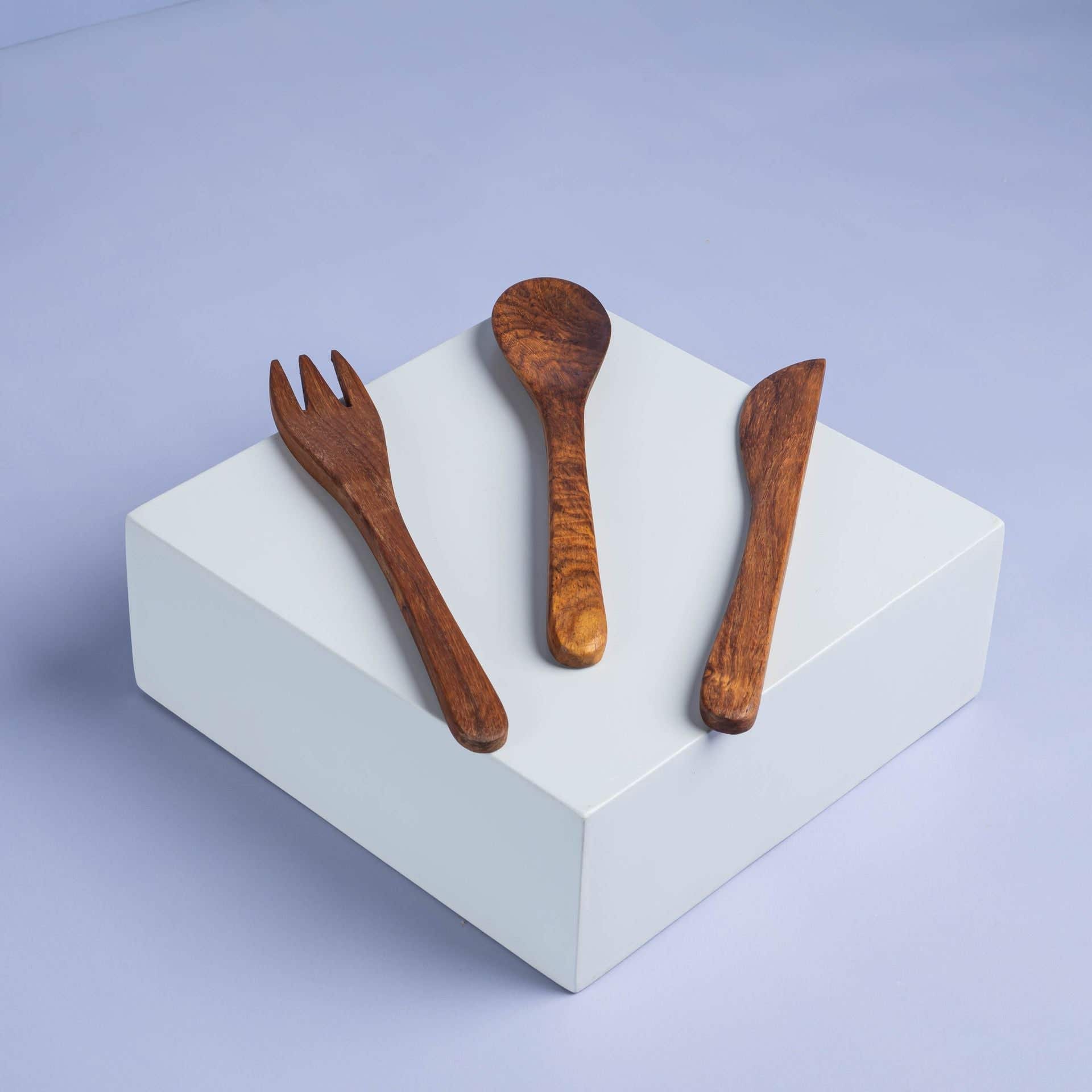 Homepro Wooden Cutlery,3 Pieces - Brown