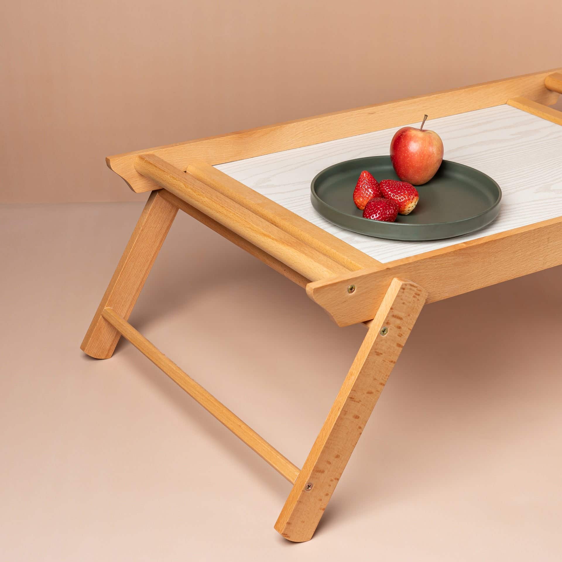 Homepro Wooden Breakfast Tray With Legs, 65X40 Cm - Beige