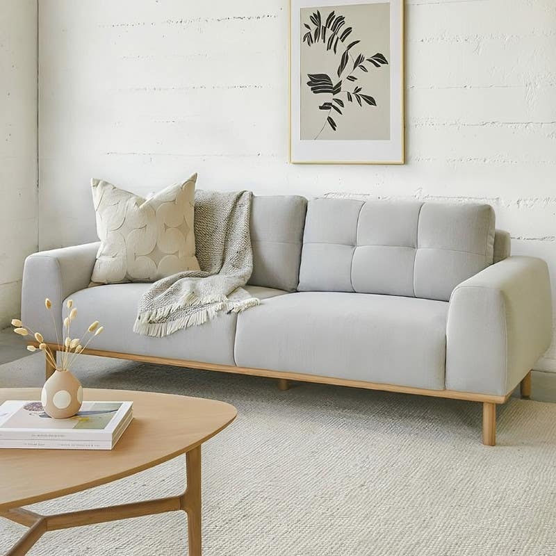 Red Beech Wood Sofa, 85×200×85 cm - Grey
