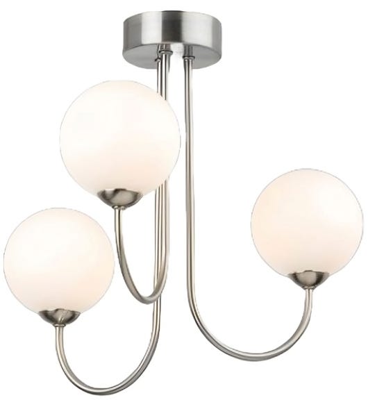Electrostatic Paint Modern Ceiling Chandelier, 3 Bulbs, 60x40 cm - Silver