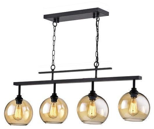 Electrostatic Paint Modern Ceiling Chandelier, 4 Bulbs, 80x70 cm - Black