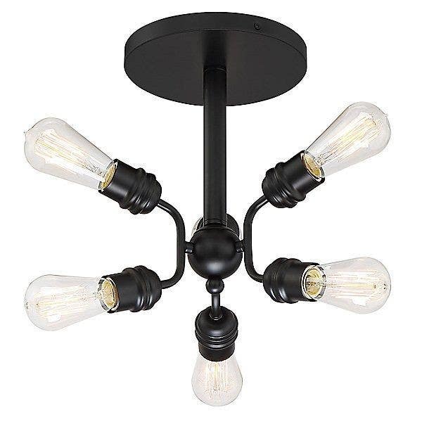 Electrostatic Paint Modern Ceiling Chandelier, 6 Bulbs, 45x30 cm - Black
