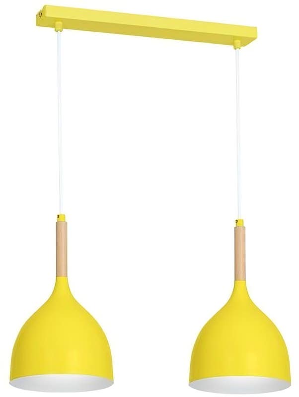 Electrostatic Paint Modern Ceiling Chandelier, 2 Bulbs, 75x40 cm - White Yellow