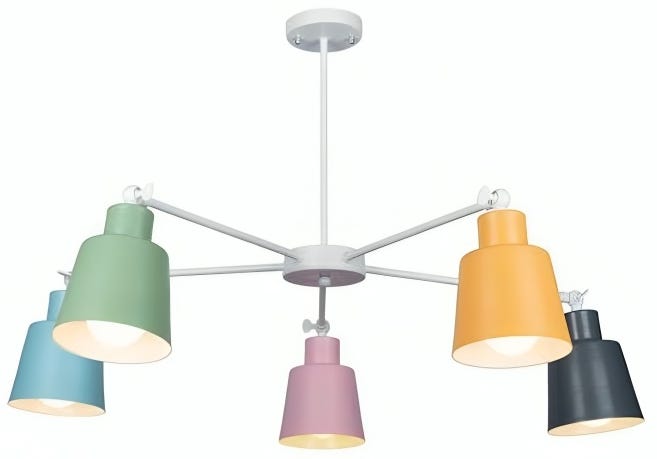 Electrostatic Paint Modern Ceiling Chandelier, 5 Bulbs, 45x75 cm - Multicolor