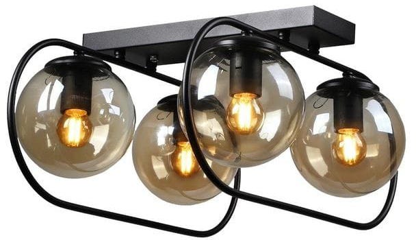 Electrostatic Paint Modern Ceiling Chandelier, 4 Bulbs, 45x50 cm - Black