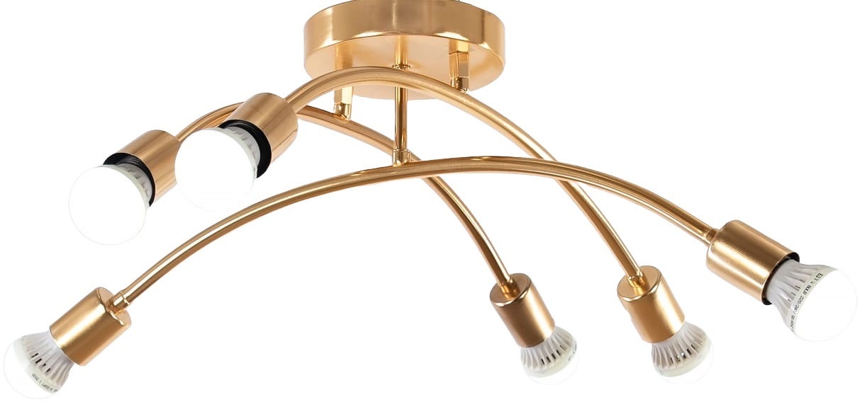Electrostatic Paint Modern Ceiling Chandelier, 6 Bulbs, 30x60 cm - Gold