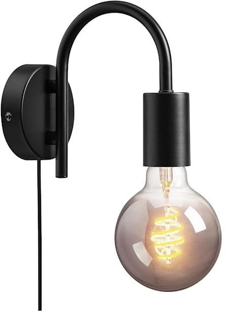 Electrostatic Paint Wall Light Hanging, 1 Bulb, 25x15 cm - Black