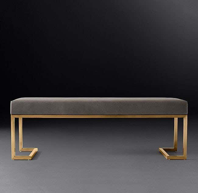 Metal Banquet, Hummer Fabric, 120 × 40 × 45 cm - Gold Grey
