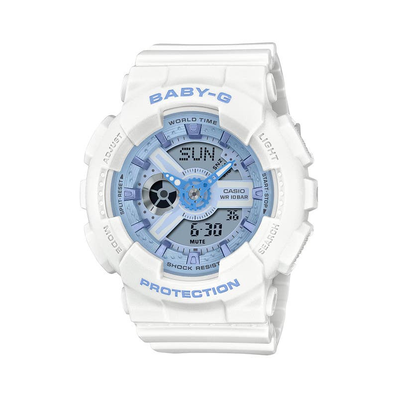 Baby-G BA-110XBE-7ADR Digital Analog Watch For Men, Water Resistant - White