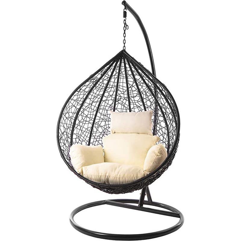 Swing with metal stand, 200x110x95 cm, Metal - black beige