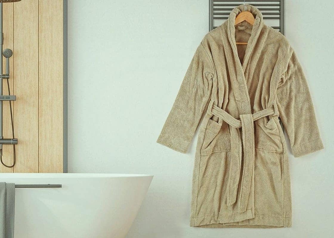 jacquardina Cotton Bathrobe, Size XL - Beige