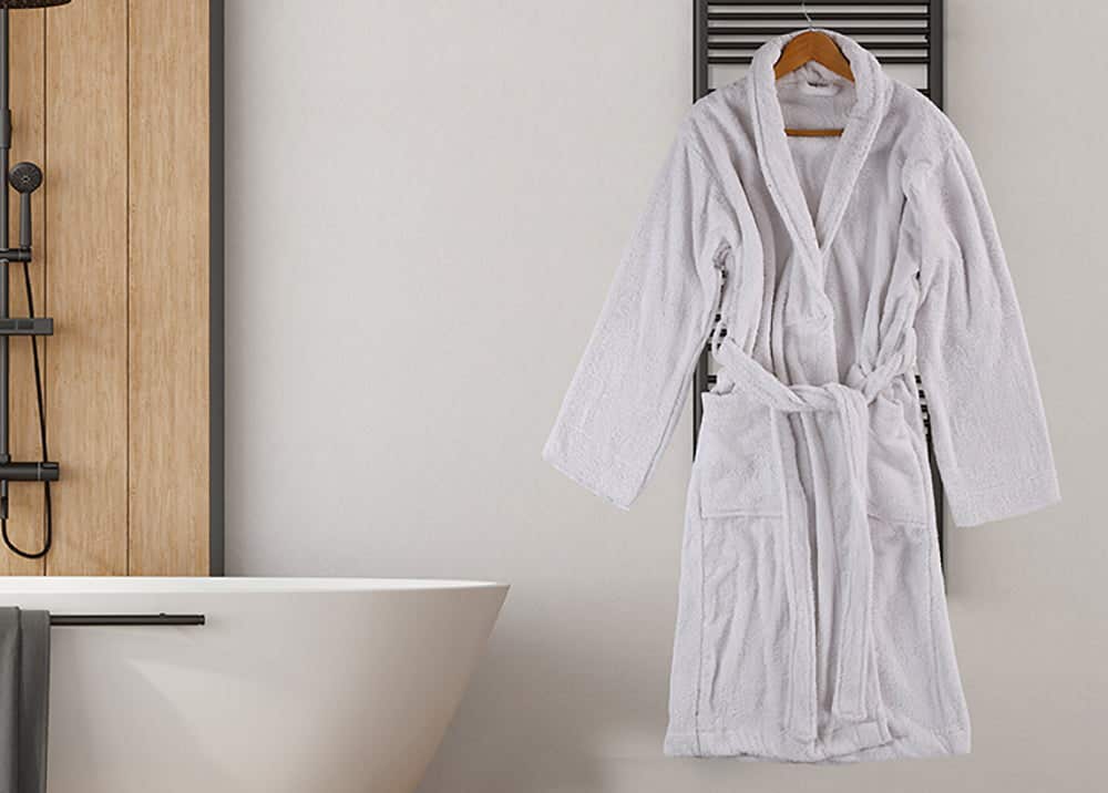 jacquardina Cotton Bathrobe, Size XL - White