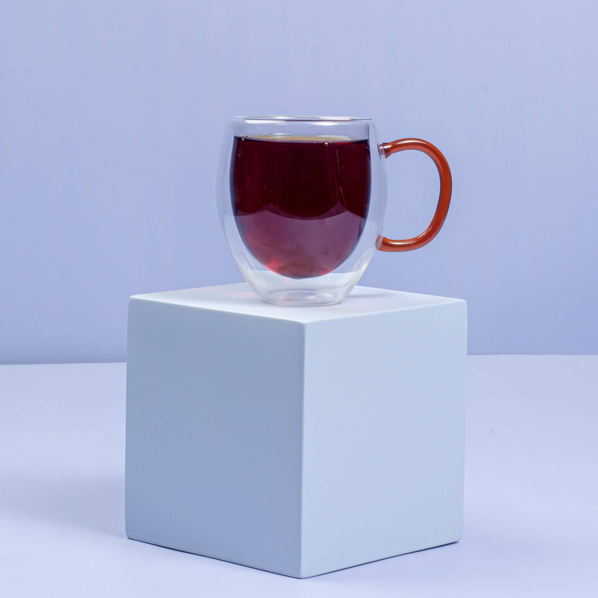 Homepro Double Glass Mug With Colored Handle - Clear