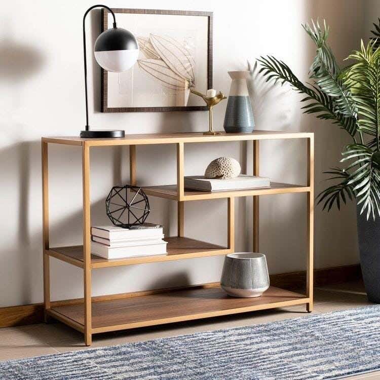 Metal Console Table, Electrostatic Paint, 120 × 40 × 90 cm - Gold