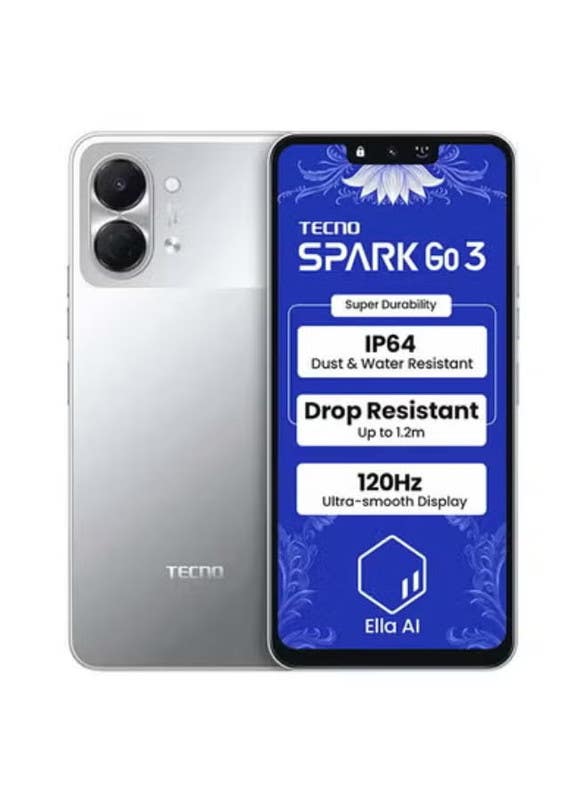 جوال TECNO Spark Go 3 Dual SIM Ink Black 4GB Ram 64GB 4G -Middle east version