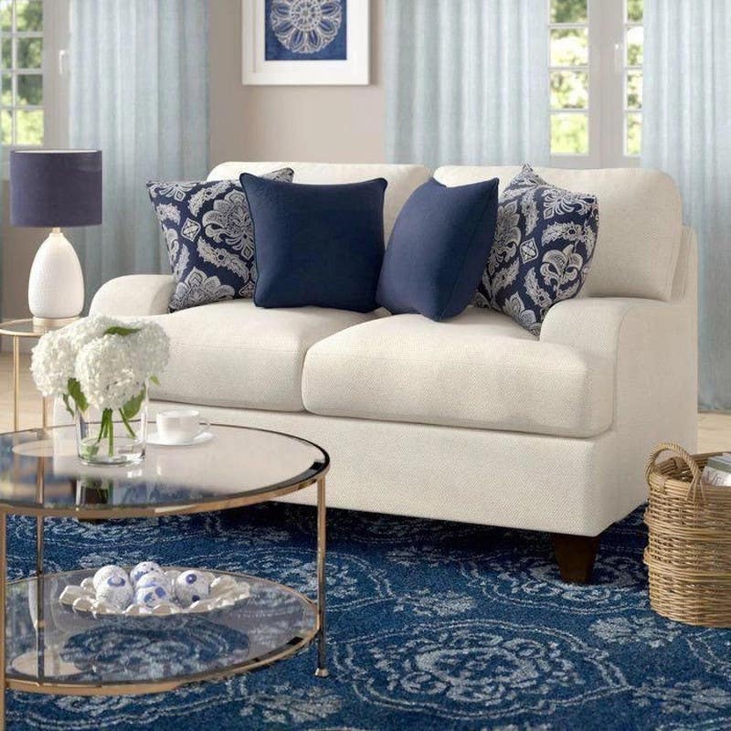 Two-Seater Sofa, Beech Wood, Velvet Fabric, 180 X 90 Cm - Off White