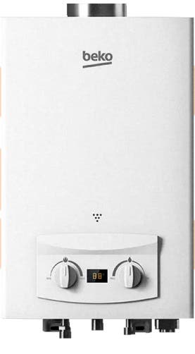 Beko BGWH 6LW 8506753200 Natural Gas Water Heater, 6 Liter Digital with Adapter - White