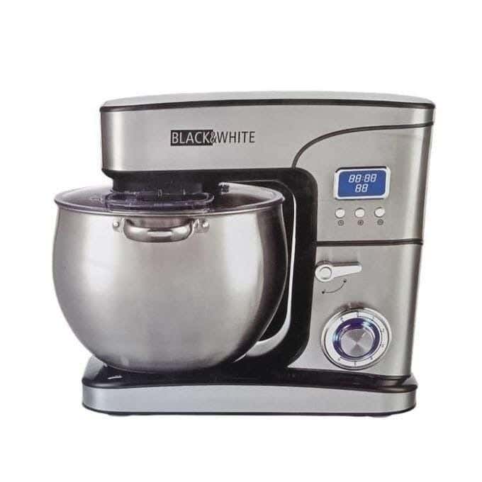 Black & White Stand Mixer, 2200 Watts, 12.5 Liters, Digital - Silver