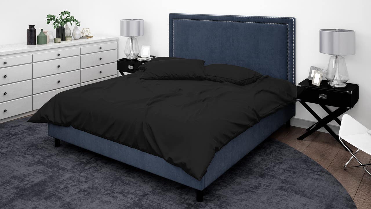 Bed N Home Cotton Duvet Cover Set, 240×260 cm - Black