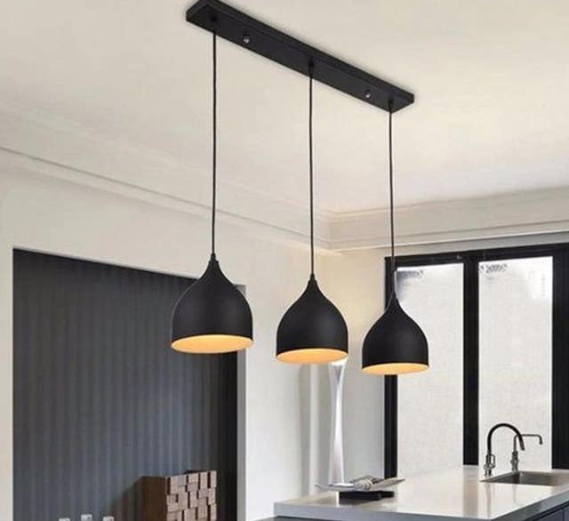 Modern Triple Chandelier, 80x50x20 cm - Black