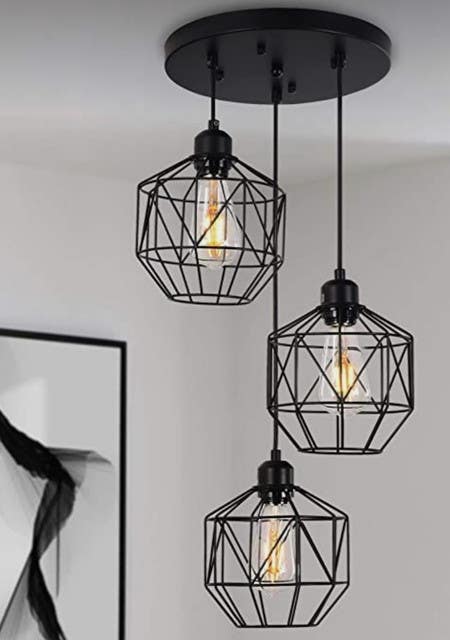 Modern Triple Chandelier, 80x30x30 cm - Black
