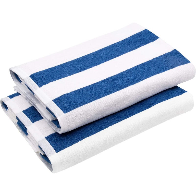 Signoola Cotton Beach Towel, 2 Pcs, 180×70 cm - White Blue