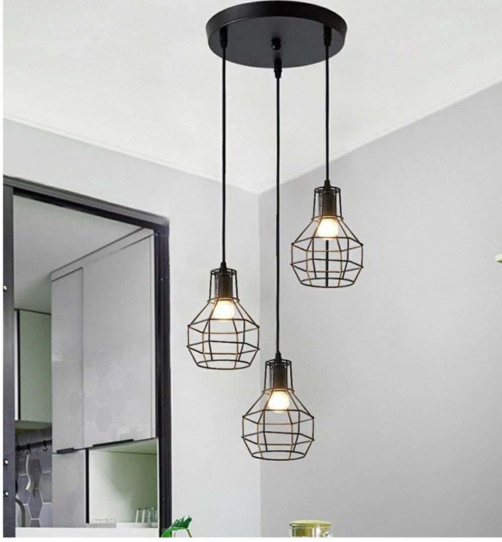 Pendant Set, 3 Metal Pieces, 75×30 cm - Black