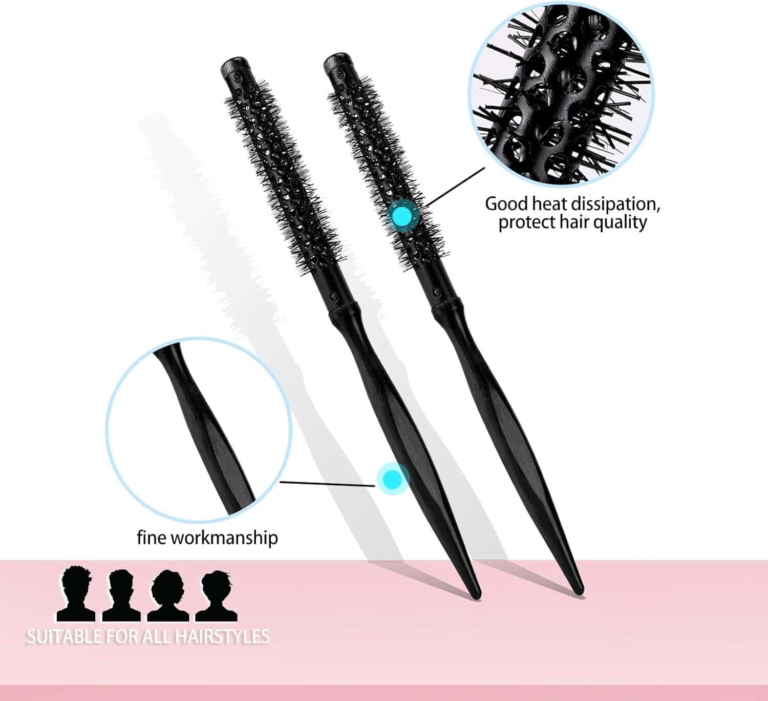 Hair dryer brush, 2 pieces - black