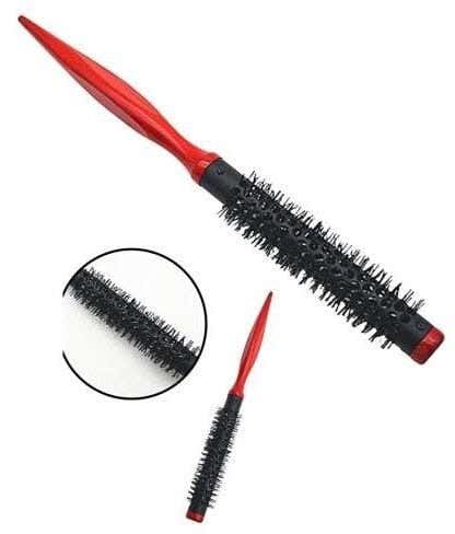 Natural Wooden Round Hair Brush, For Curly Hair - Red Black