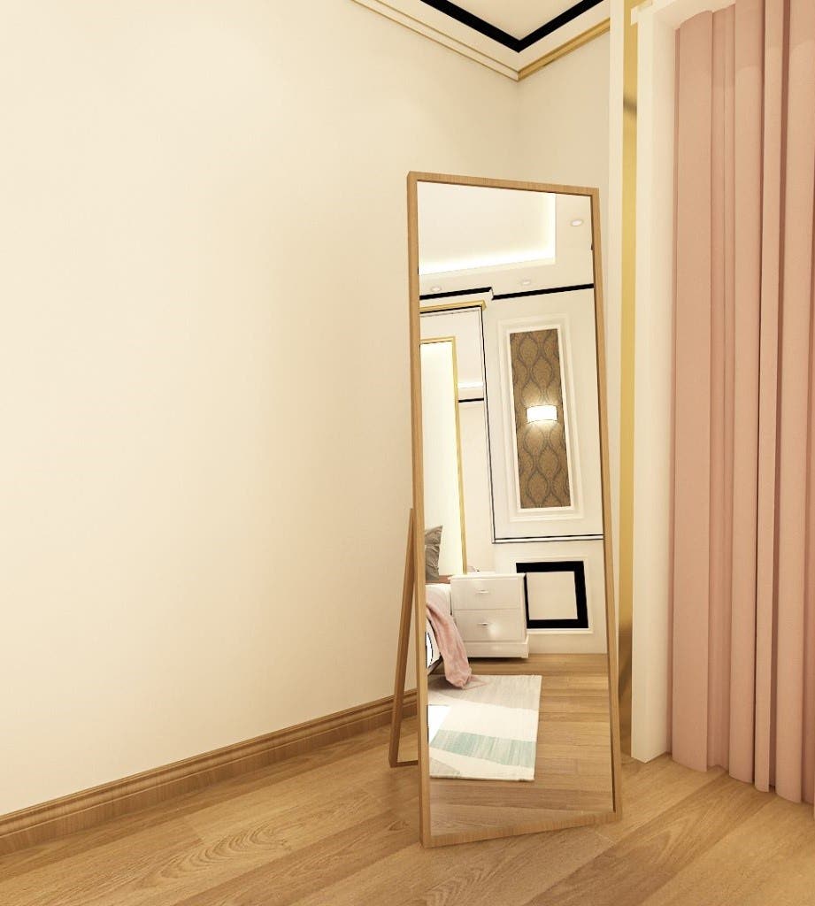 Lion Hose Folding Metal Frame Stand Mirror, 170×50 Cm - Golden