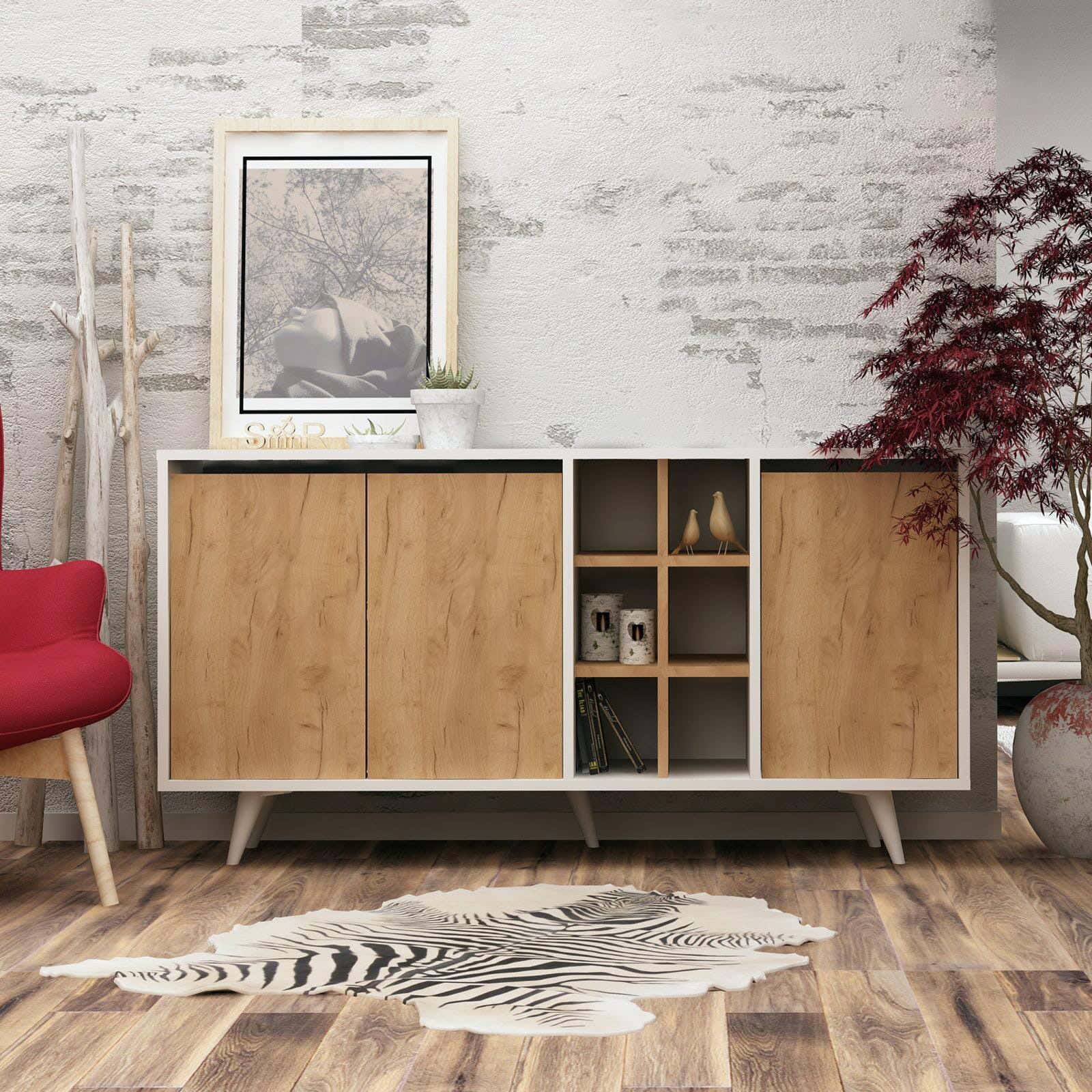 MDF Wood Buffet, 150×40×80 cm - Brown