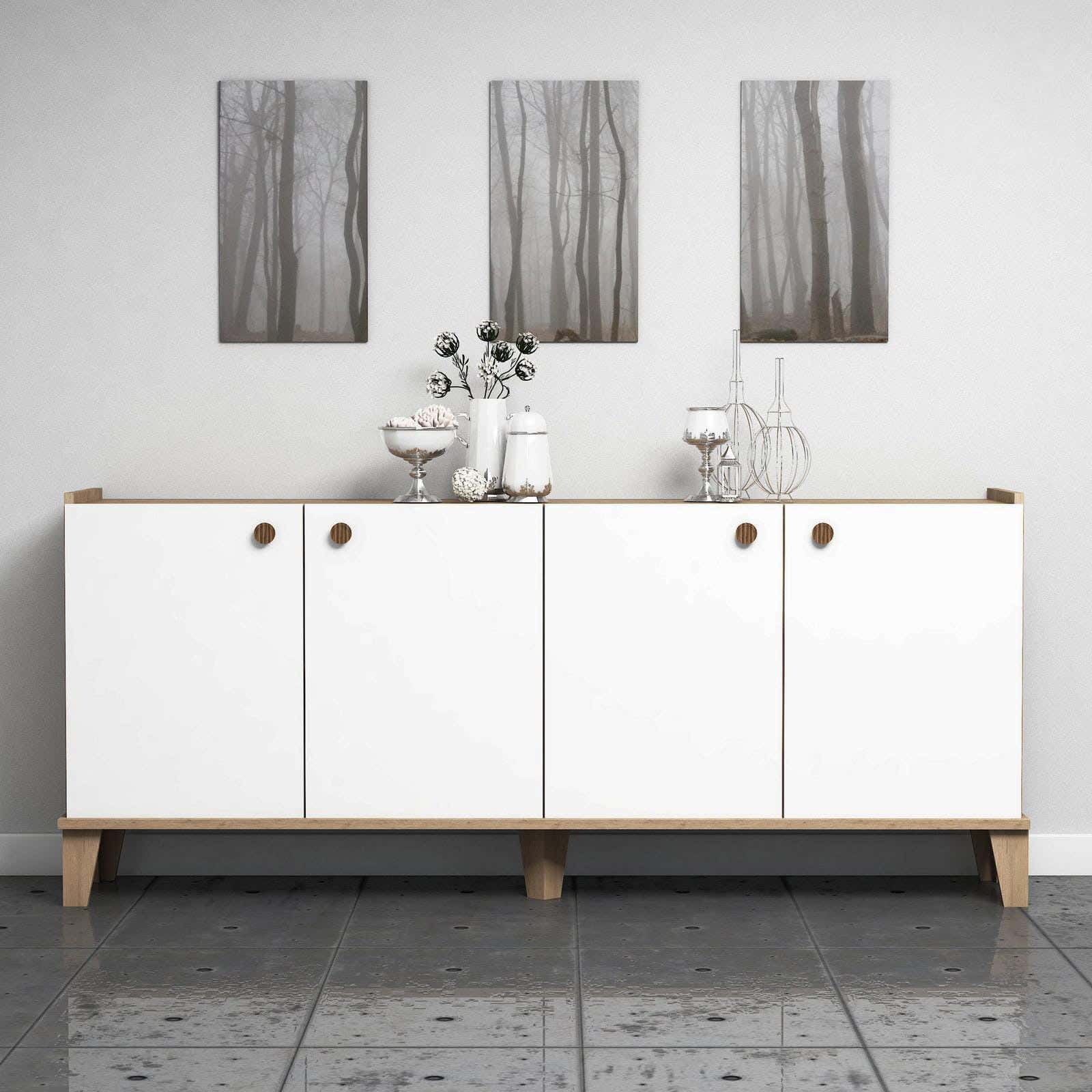 MDF Wood Buffet, 160×40×80 cm - White