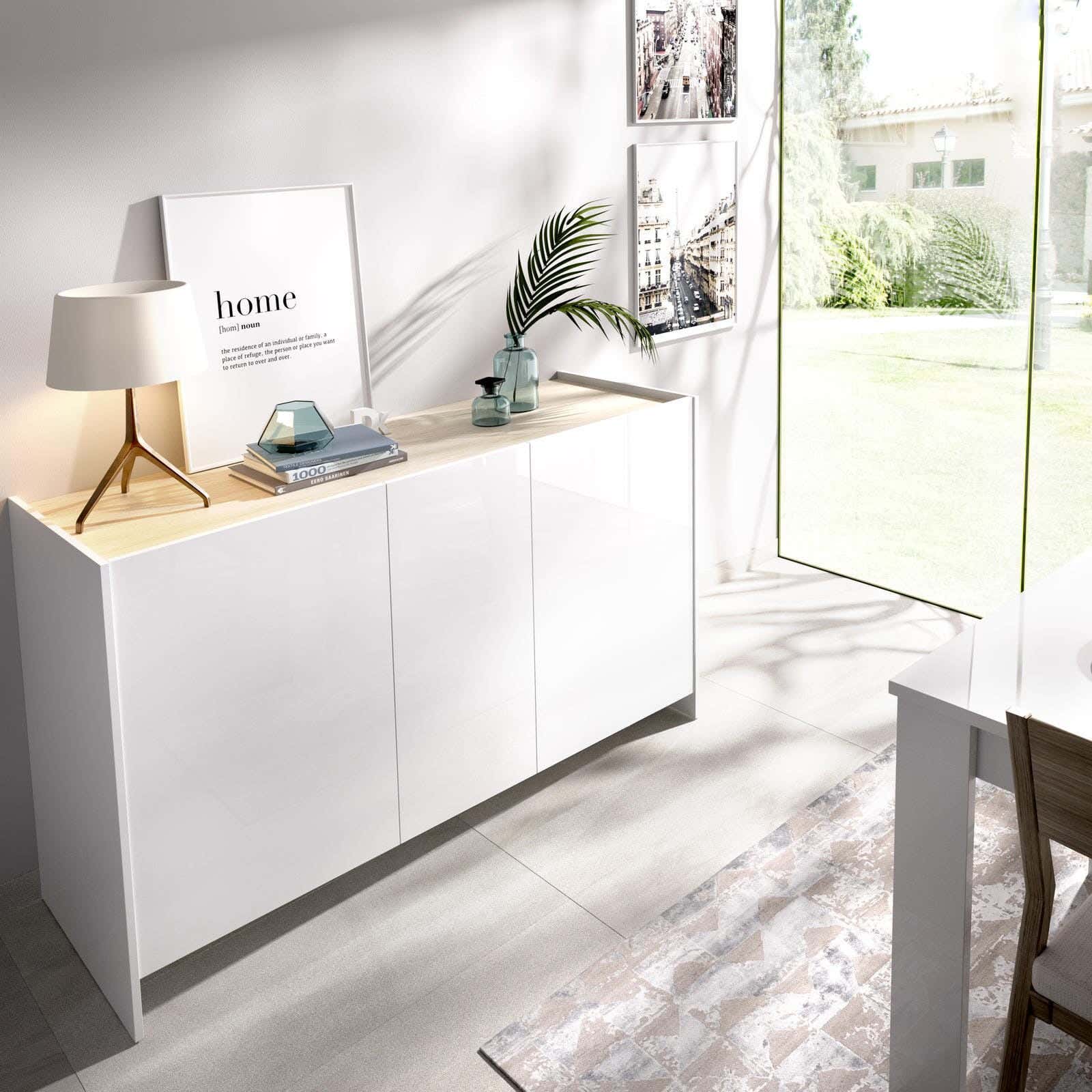 MDF Wood Buffet, 140×40×80 cm - White