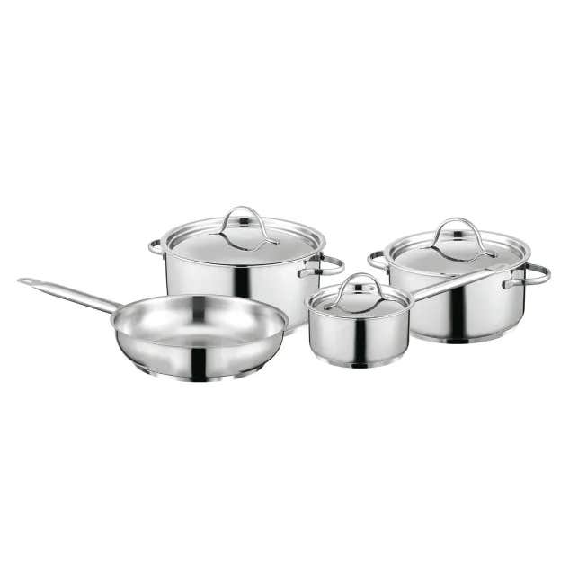 Berghoff Essentials Stainless Steel Cookware Set with lid, 7 Pieces - Silver