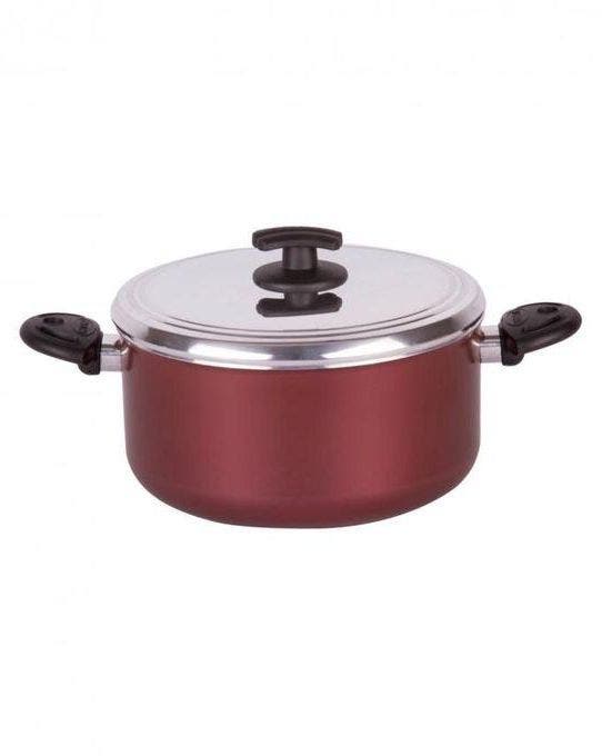 Nouval Timeless Teflon Pot with Aluminum Lid , Size 20 - Red