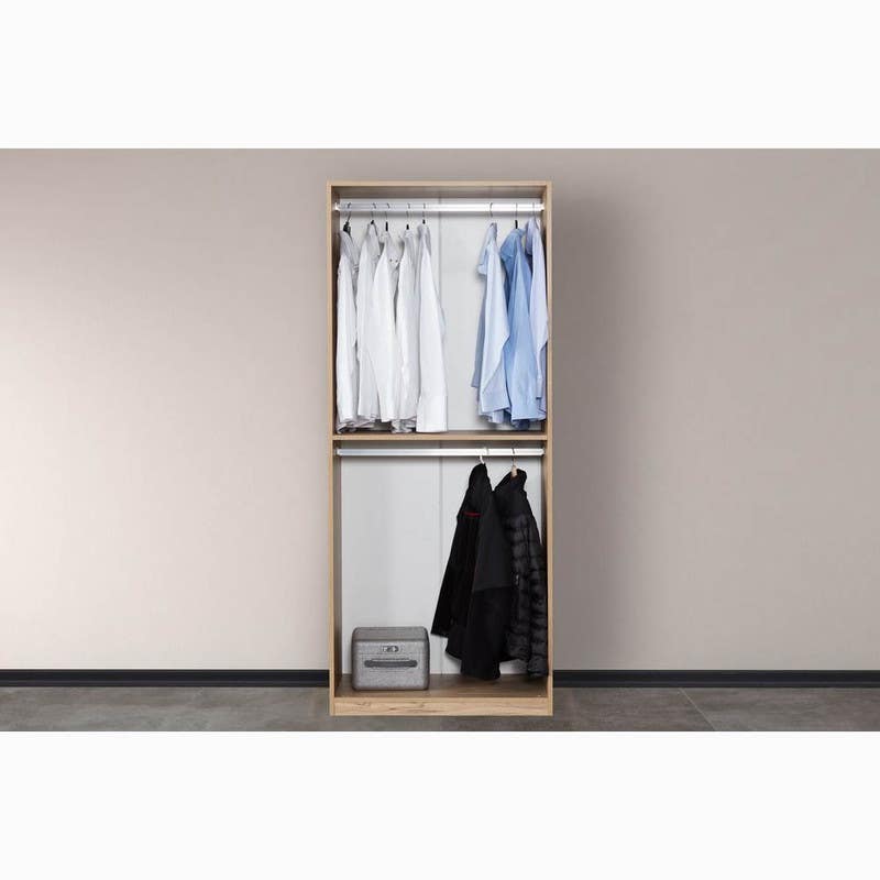 MDF Wood Open Wardrobe, 80x50x200 Cm - White Beige
