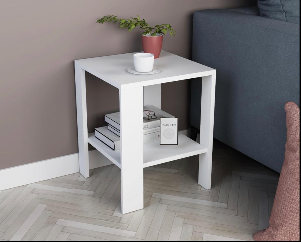 Get MDF Wooden Side Table, 40×50×40 cm - White with best offers ...