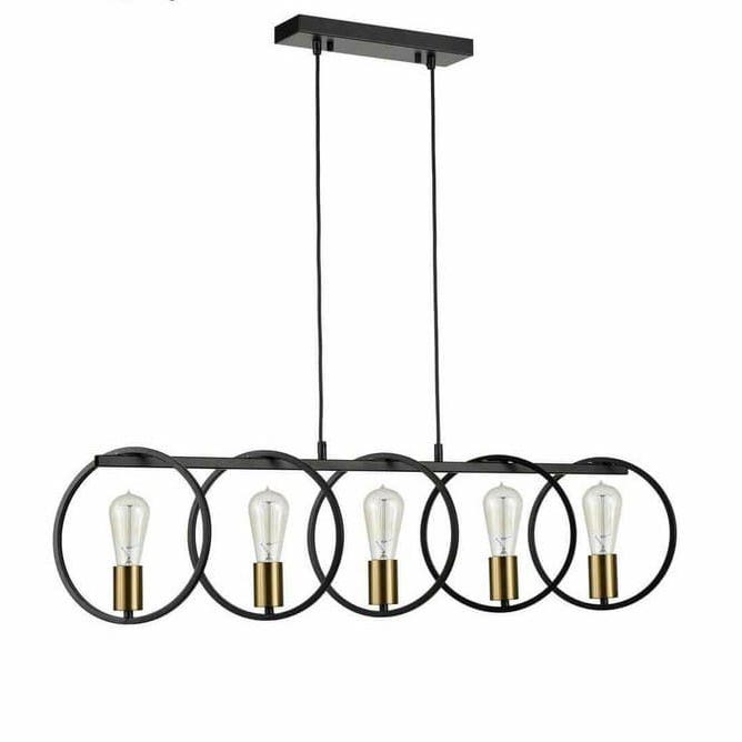 Ceiling Chandelier, 5 Lamp, 100×40×25 cm - Black